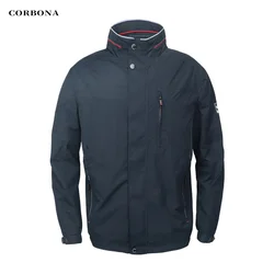 CORBONA 2024 New Men Oversized Windbreaker Jacket Outdoor Lightweight Longsleeve Autumn Coat Multi Pockets Navy Blue Army Parka