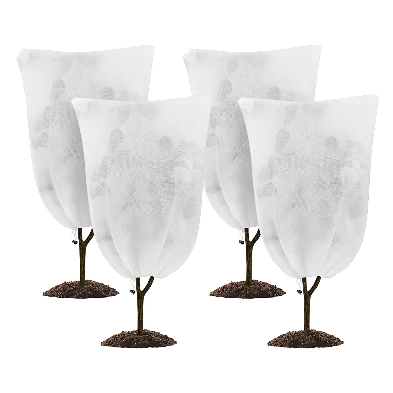 4 Pak selimut perlindungan beku tanaman 24x32in, selimut perlindungan lapisan es cuaca dingin musim dingin dengan tali untuk luar ruangan