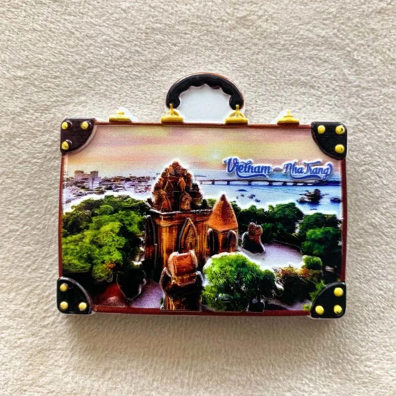 

Nha Trang City Architecture Creative Suitcase High-end Refrigerator Magnet Travel Souvenir Craft Light Luxury Decoration