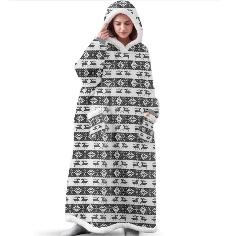 Christmas Hooded Blankets Pullover Giant TV Blanket Super Long Hoodie Blankets Winter Oversized Hoodies Sweatshirt Women Men