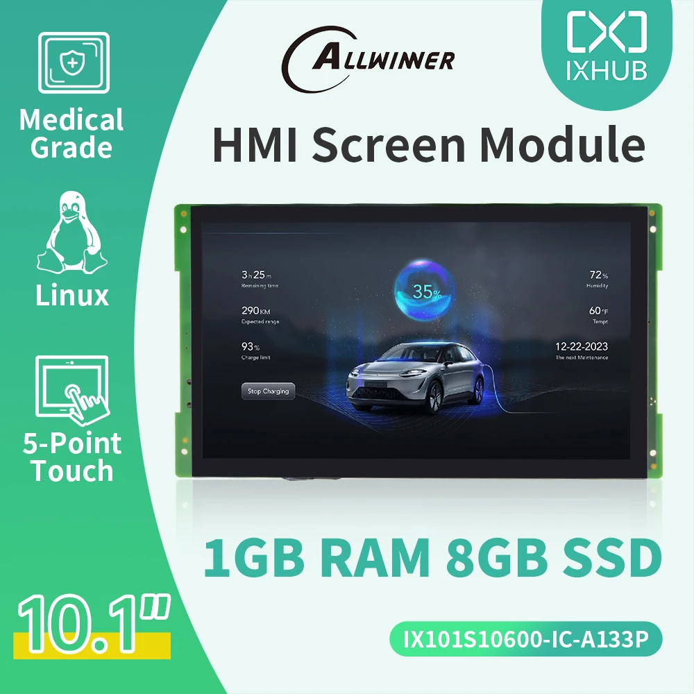 IXHUB HMI 10.1 inch 1024*600 Capacitive Touch Panel A133P Module Network RS232 RS485 IX101S10600-IC-A133P