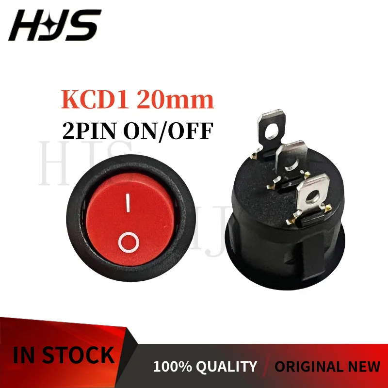 10PCS KCD1 20mm ON/OFF 2Pin 2Position Red not LED Rocker Switch Brand New In Stock