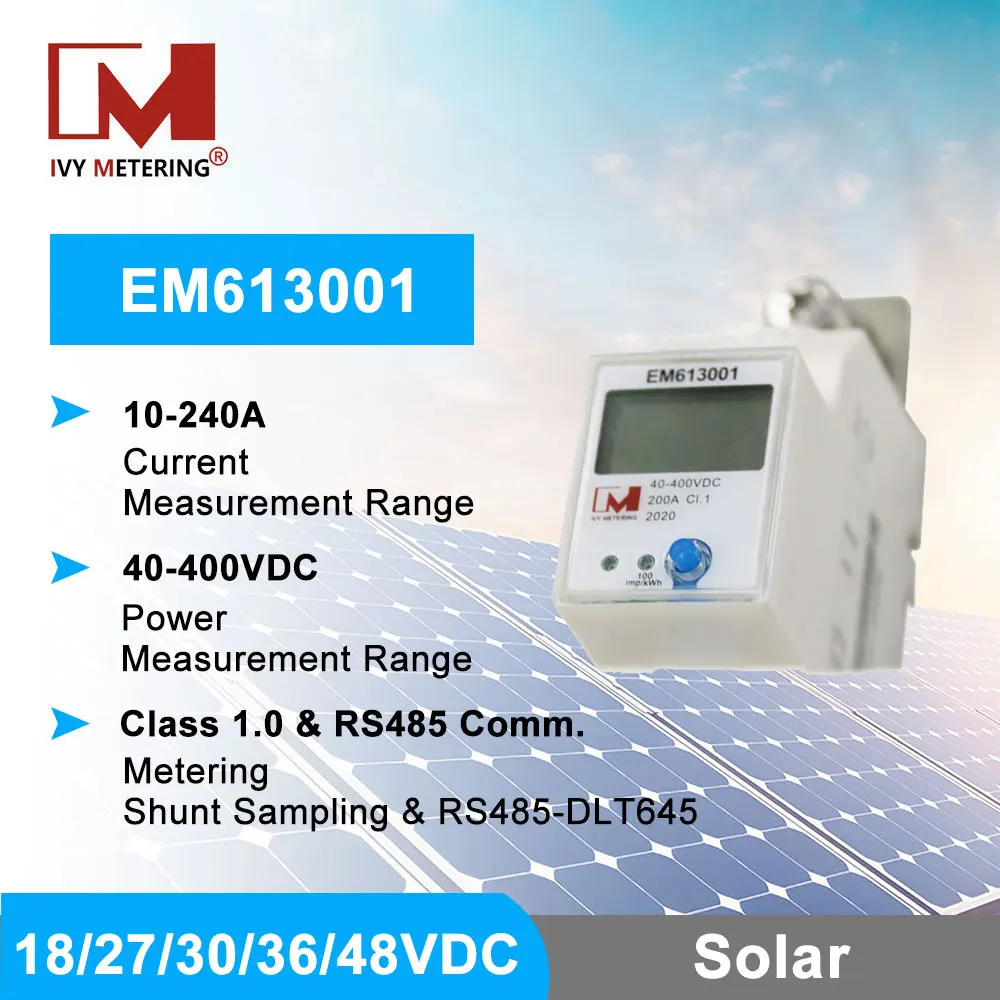 EM613001 Din Rail 150A 40-400V RS485 Energy Monitor DC fotovoltaico Smart Meter per batteria 48V