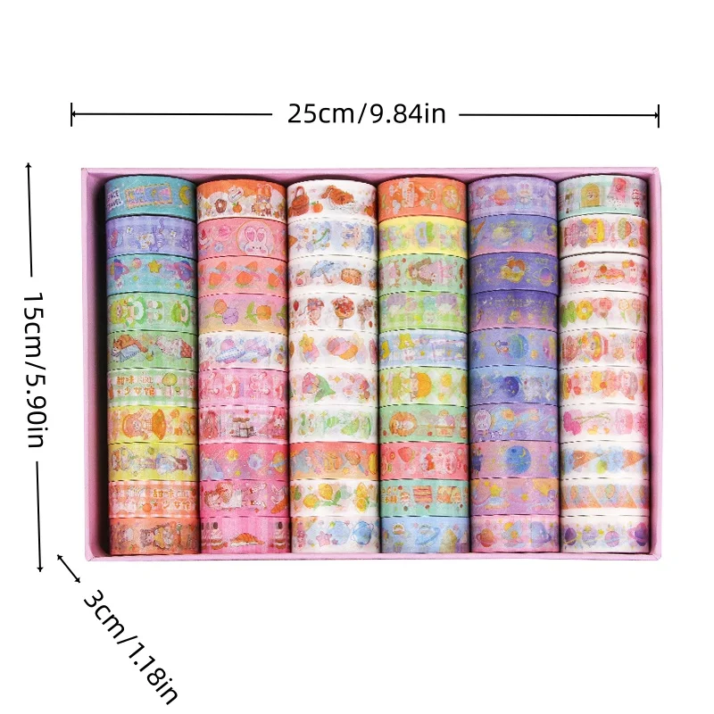 Contain Random Items, Pastel Kawaii Animal & Dessert Decorative Tape, 10/20/30/60 Rolls, Colorful Decorative Tape for Journal