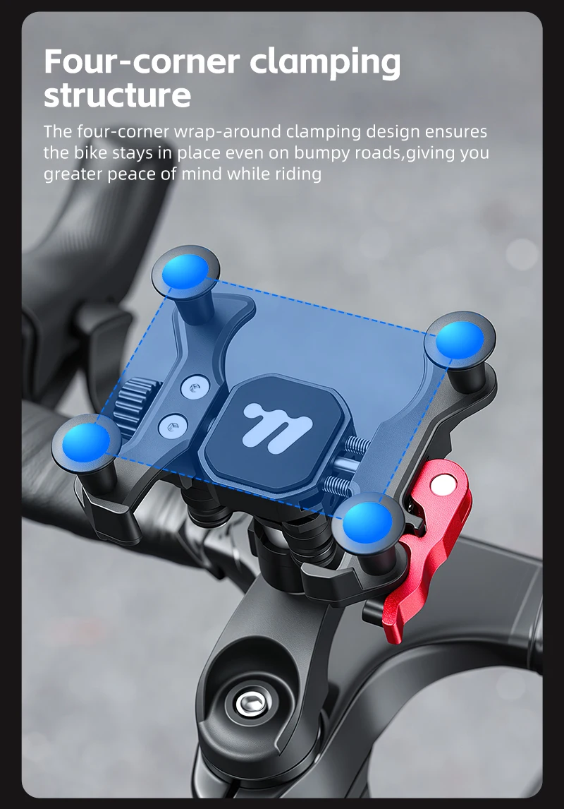 WEST BIKING Fahrrad-Handyhalterung mit Stoßdämpfung, Schnellverschluss, Anti-Shake-Halterung für Motorrad, MTB-Lenker, Vorbau und Rückspiegel – Detail 7