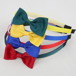 1/4pcs Grosgrain Rabbin Hair Bows Headbands Plastic Teeth Hairbands Girls 3inch Bows Hairhoops Kids Back School Hair Accessories