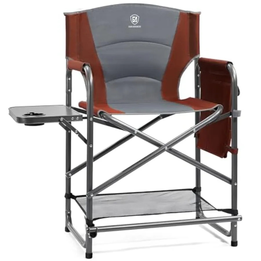 

Средний по высоте складной режиссерский стул для визажистов, барный стул с боковым столиком, подстаканником и карманом, подставка для ног, выдерживает до 400 фунтов