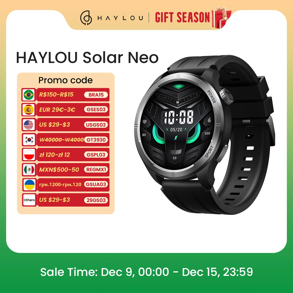 HAYLOU Solar Neo Smart Watch 1.53\'\' HD Display Bluetooth Call 24H Health Monitoring Smartwatchs Men Women Smart Sport Watchs