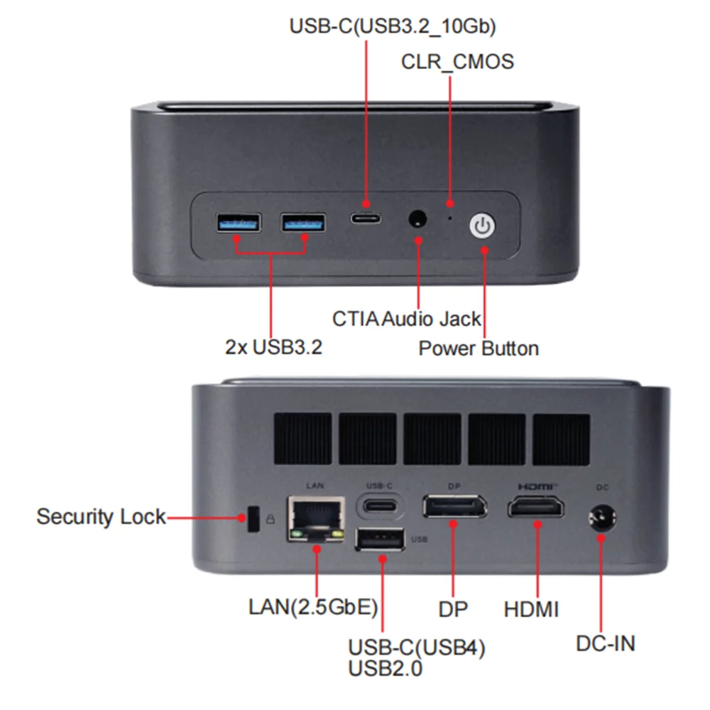 Maxtang Ryzen 5 6600H MINI PC 16GB/32GB DDR5 4800Mhz 512GB/1TB M.2 2280 NVME SSD PCIE4.0 USB4.0 WIFI6 BT5.2 Komputer Kantor Permainan