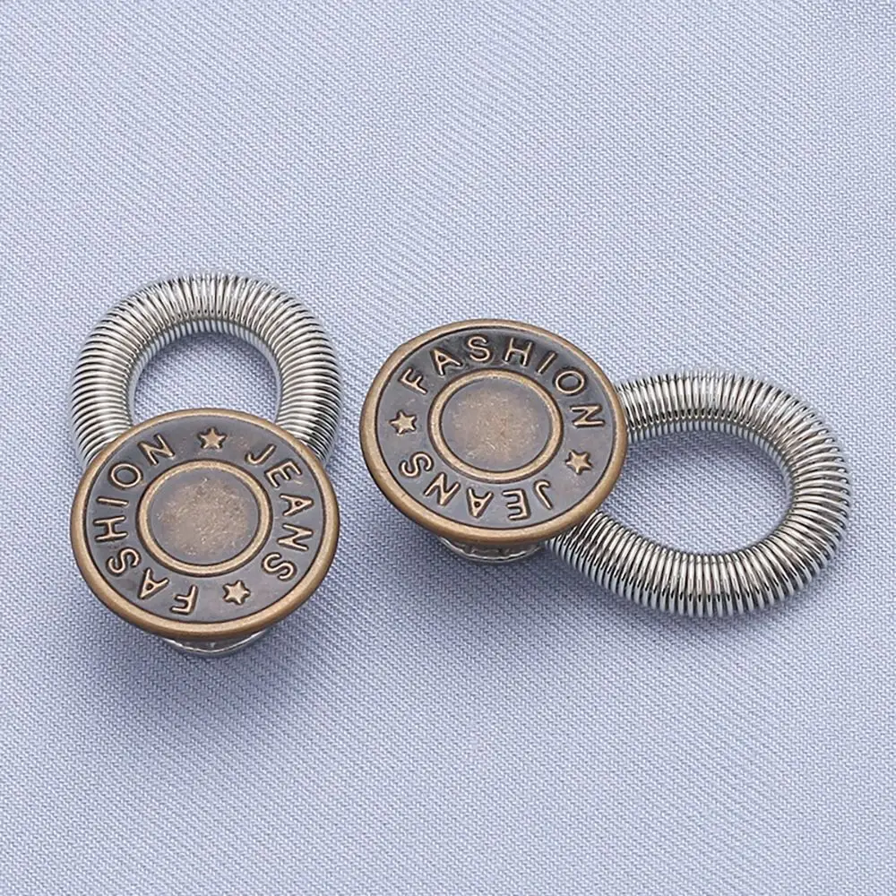 10Pcs Trousers Pants Stretch Spring Button Extender Accessories Metal Elastic Waist Extension 17mm Sewing Tool Jeans Button