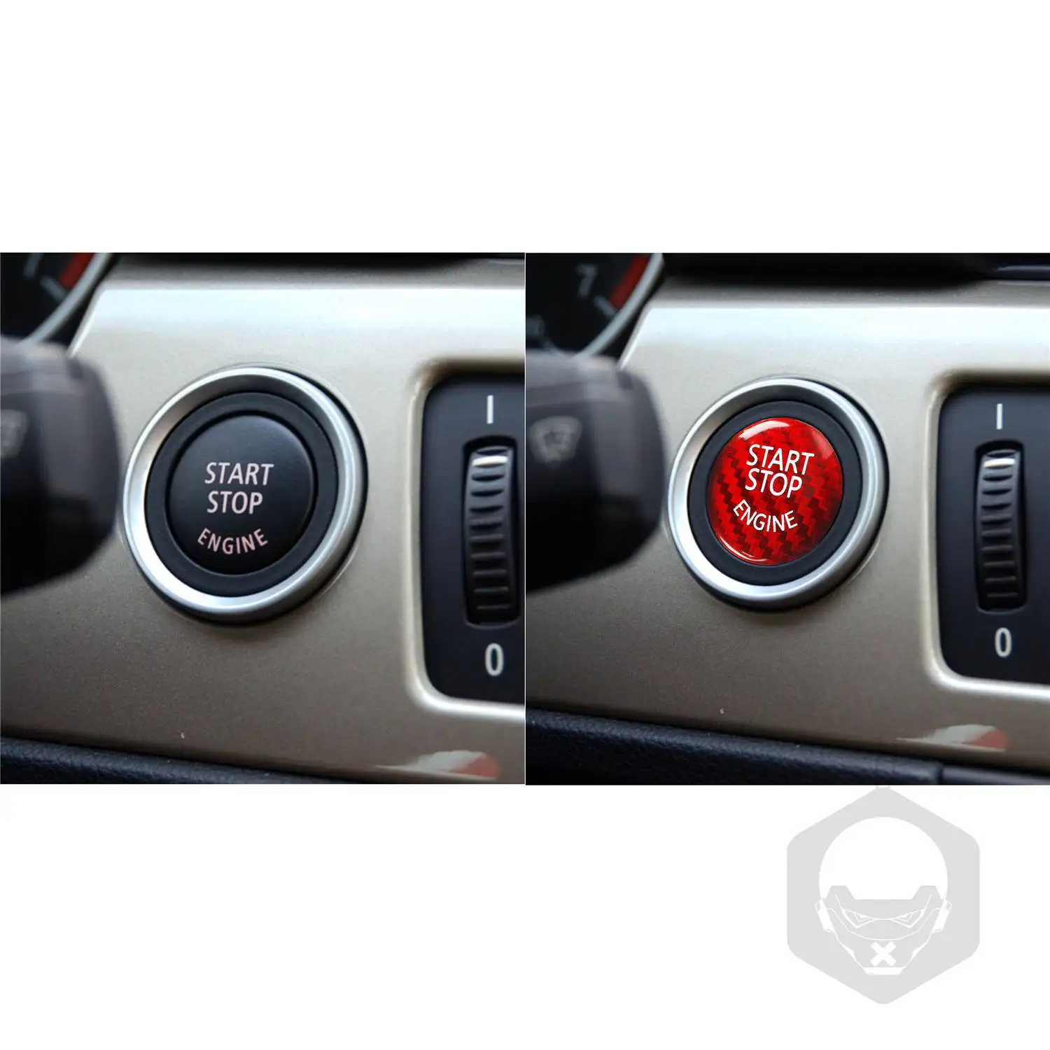 الأحمر ألياف الكربون محرك بدء إيقاف غطاء أزرار غطاء ملصقات السيارات لسيارات BMW E90 E92 E93 3 سلسلة اكسسوارات السيارات الداخلية