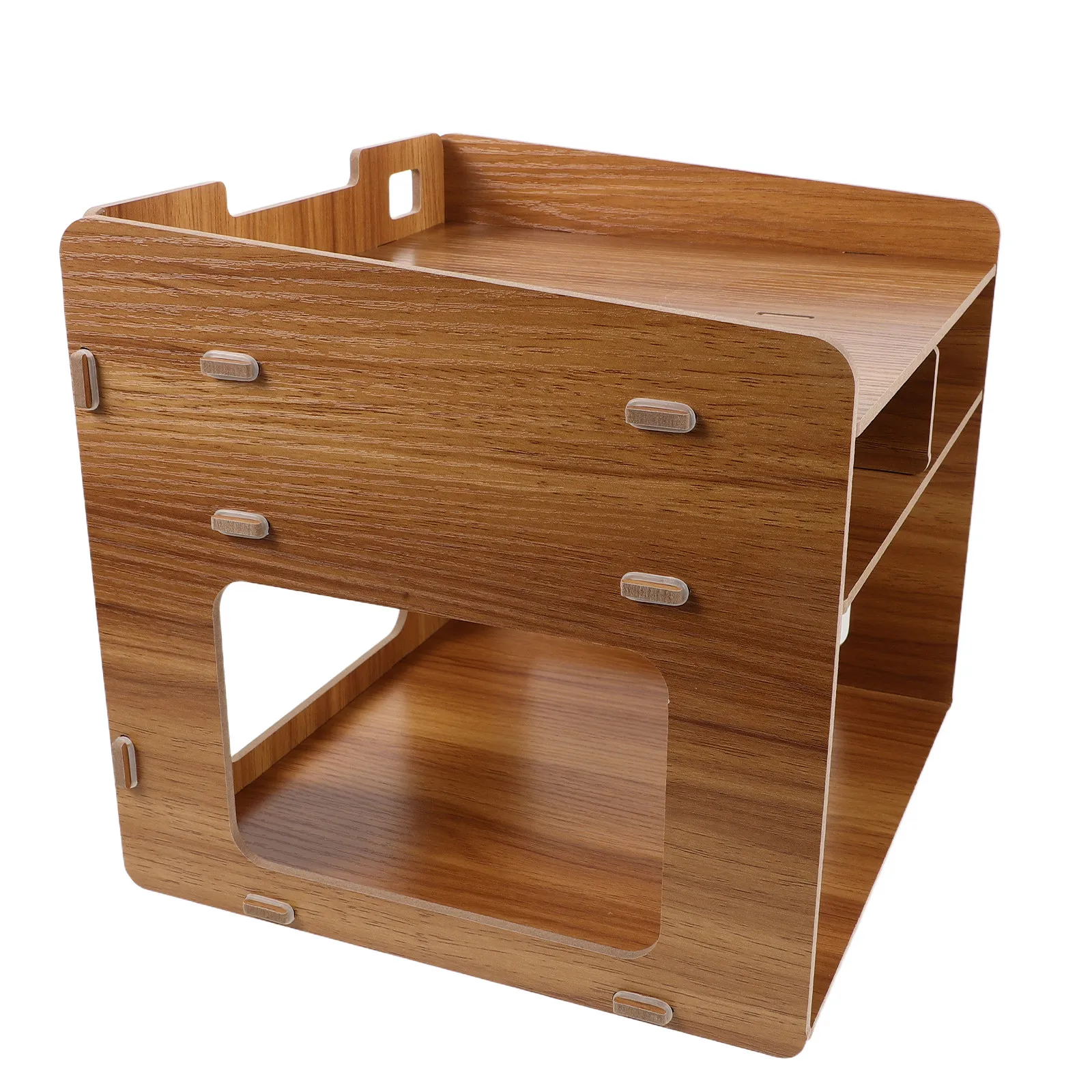 Printer Riser Stand Solid Wood 11x10.8x10.4 Inch Desktop Organizer Home Office Multi Layer Storage Rack Desk Shelf Document