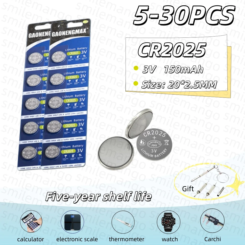 CR2025 CR 2025 Lithium Button Battery DL2025 BR2025 5003LC LM2025 Coin Cell Watch Batteries for Toys Clock Compute