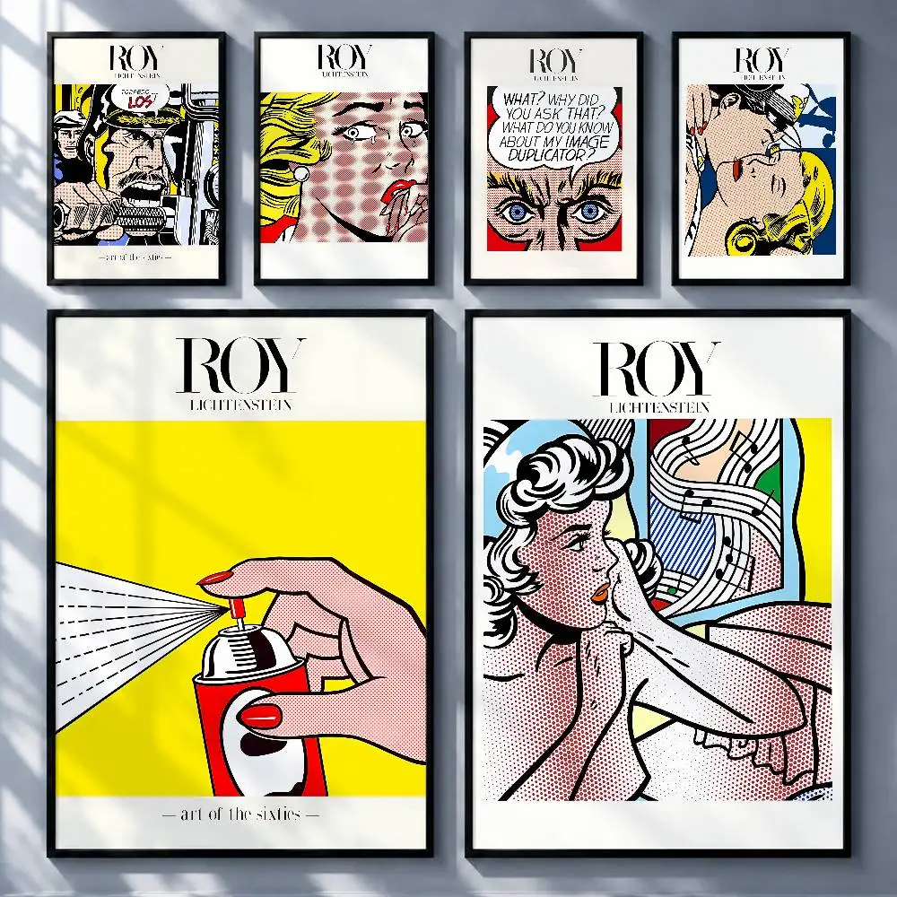 Artistic Artist Roy Lichtenstein Posters Premium Self-Adhesive No Residue Wall Sticker for Home Office Bar Decor