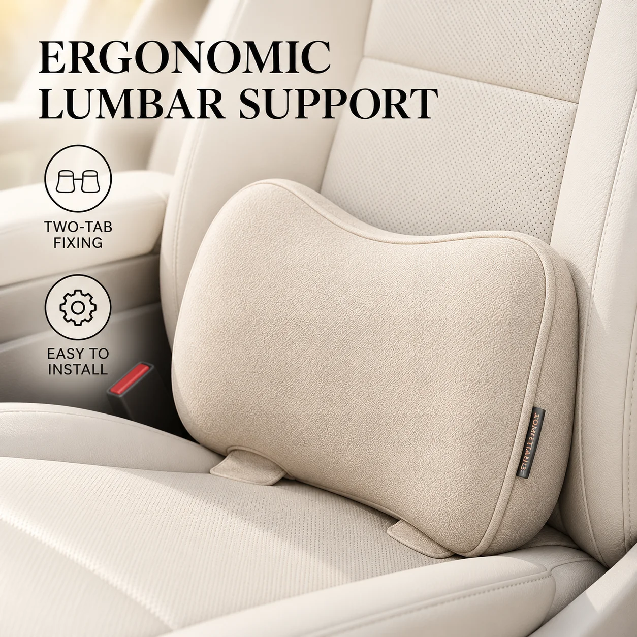 Memory Foam Back Support Pillow for Cars and Office Chairs, Breathable Lumbar Cushion Ergonomic Seat Interior Comfort Accessory