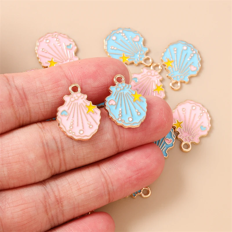 20pcs 15x19mm Cute Enamel Shell Charms Pendants for Jewelry Making Necklaces Earrings Bracelets Accessories DIY Crafts Supplies