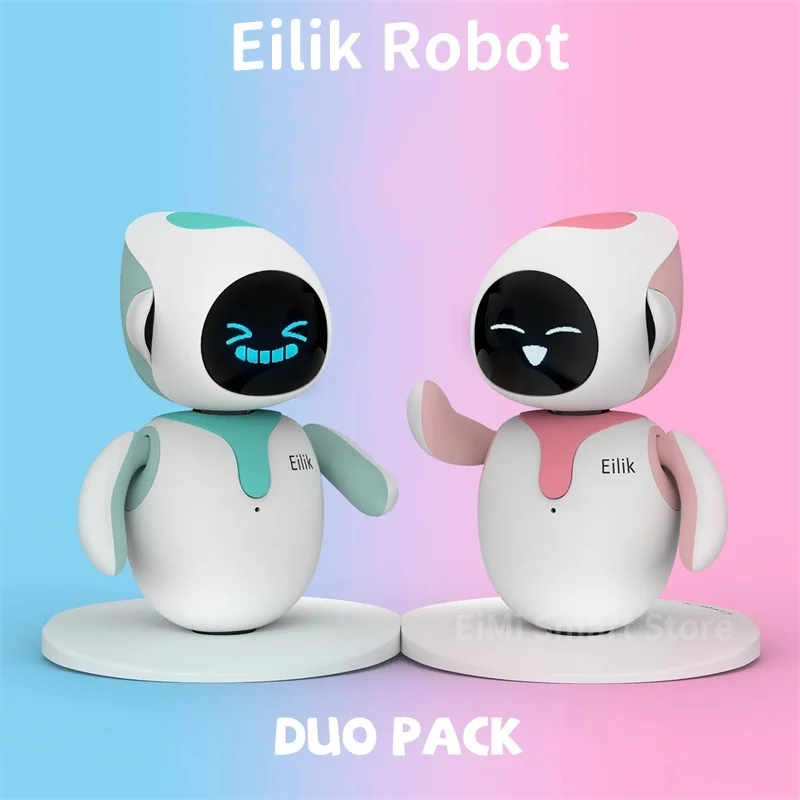 Duo Pack Eilik Robot Smart Accompany Lovely Blue AI Artificial Intelligence Robots for Children and Adults Desktop Pets 2pcs/set