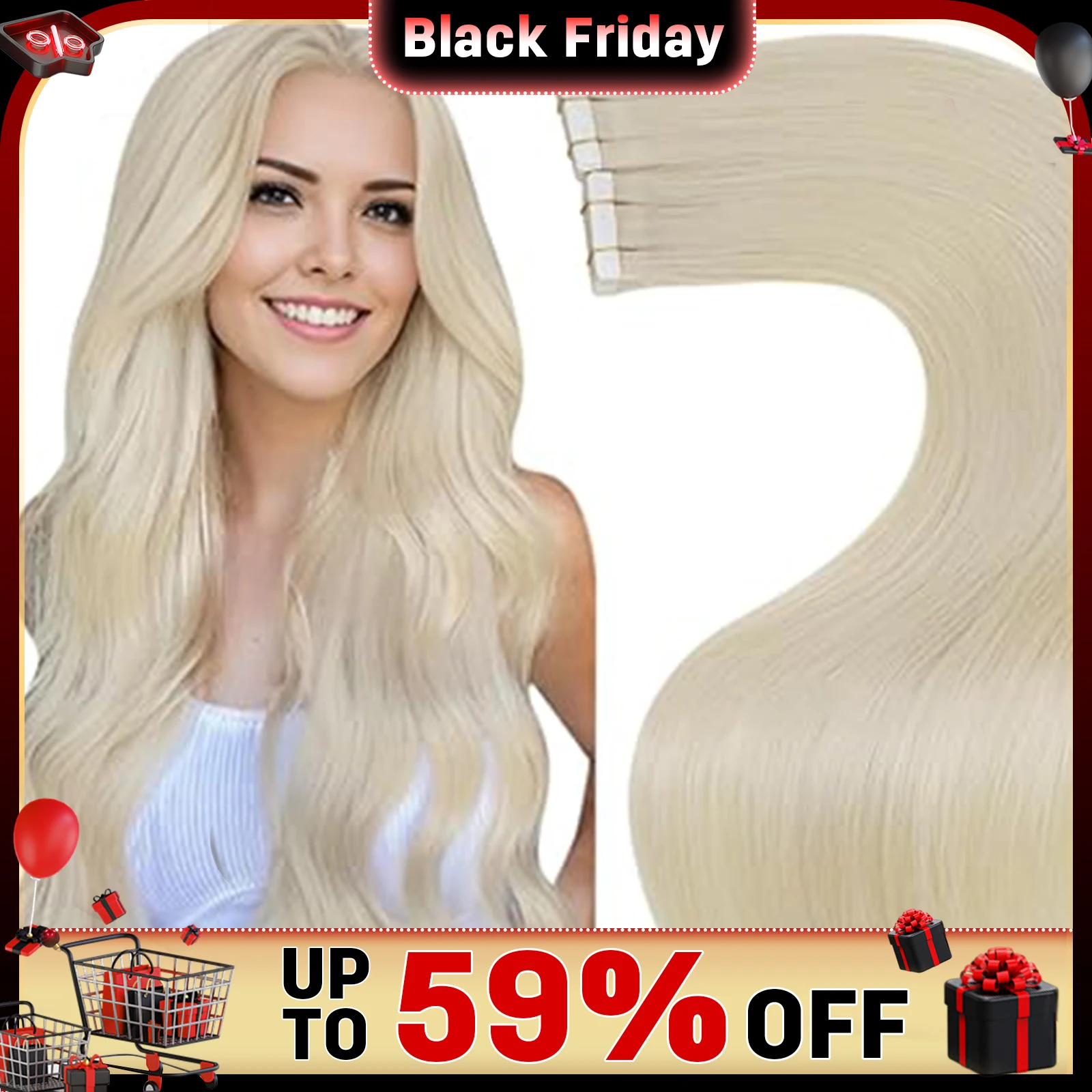 Laavoo Blond Haar Tape in Hair Extensions 100% Echt Menselijk Haar Natuurlijk Remy-haar Braziliaanse Extensions PU Huid Inslag Tape in Haar