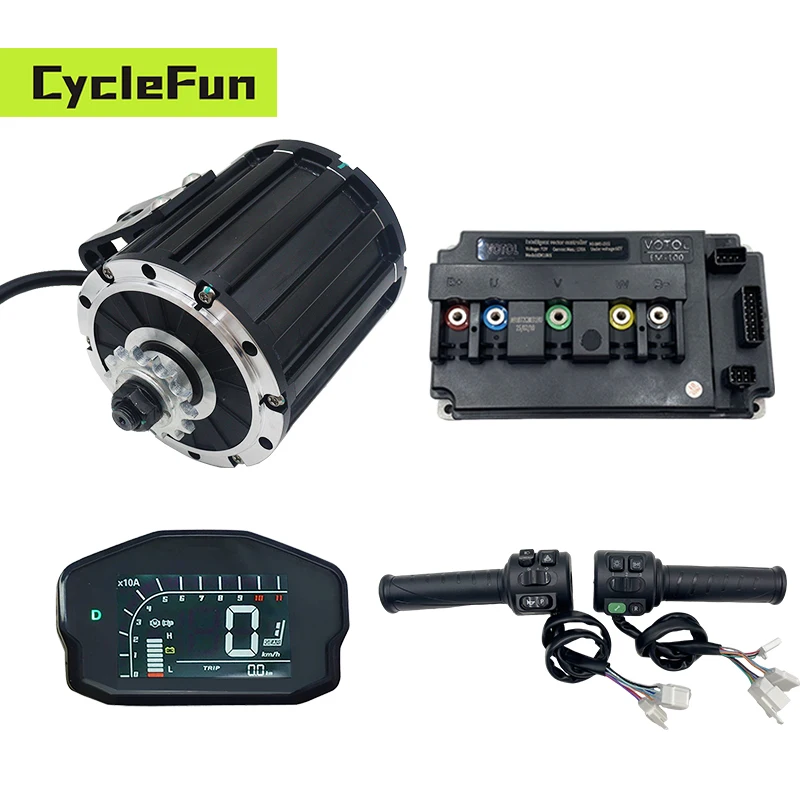 

QS120 70H Mid Drive Motor Kit with Votol EM100 Boost 120A Controller DKD ONE-LIN Display And Combination Switch for E-Scooter