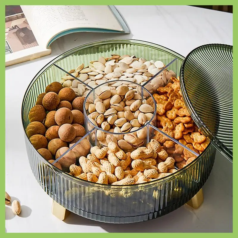 

ABJT-1 PCS Three-Layer Rotating Light High-Grade Bowl Home Melon Seeds Dried Storage Box Green