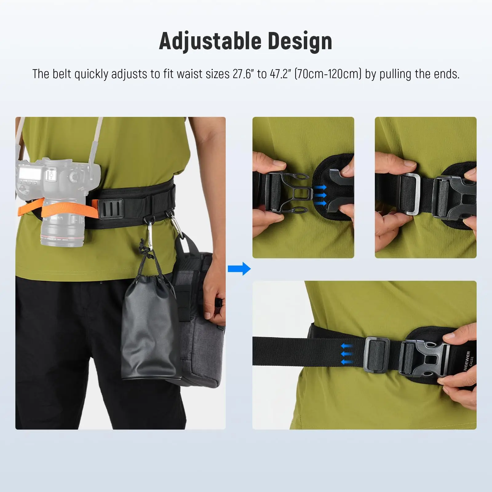NEEWER Multi Function Utility Camera Waist Belt, Camera Strap for Photographers, Adjustable Breathable Waistband with D Rings