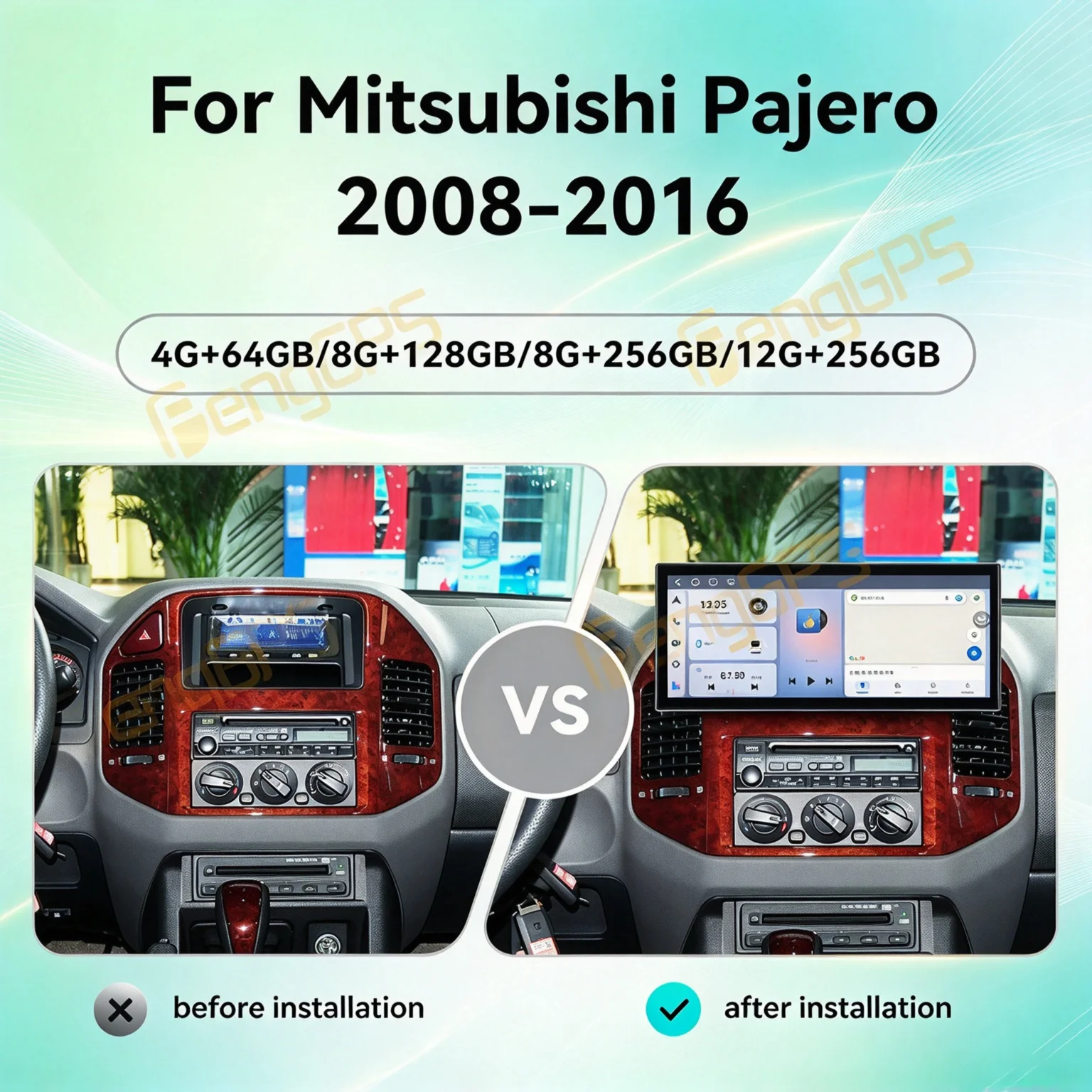 Qualcomm Carplay 15.8 Inch Screen Car Radio For Mitsubishi Pajero 2008‑2016 Android 15 Multimedia Player GPS Navigation Stereo