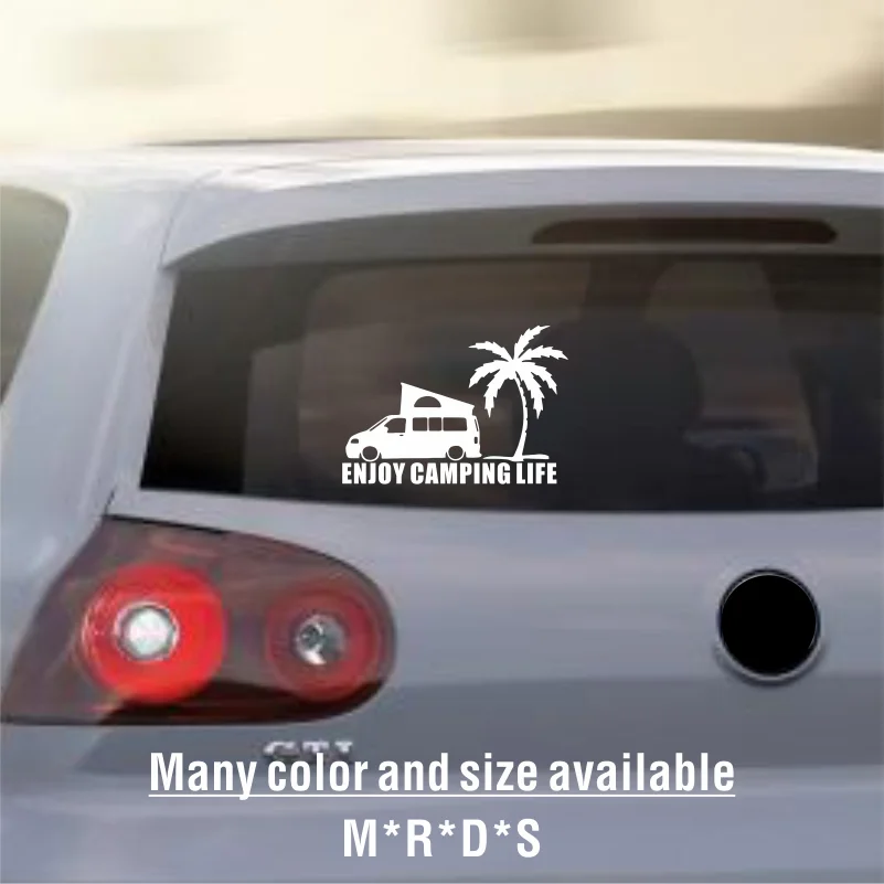 

Enjoy camping life Palm Tree Car Sticker, Decorative Car Stickers, Vinyl Adhesive Window Stickers, Car Windshield Appliques #184