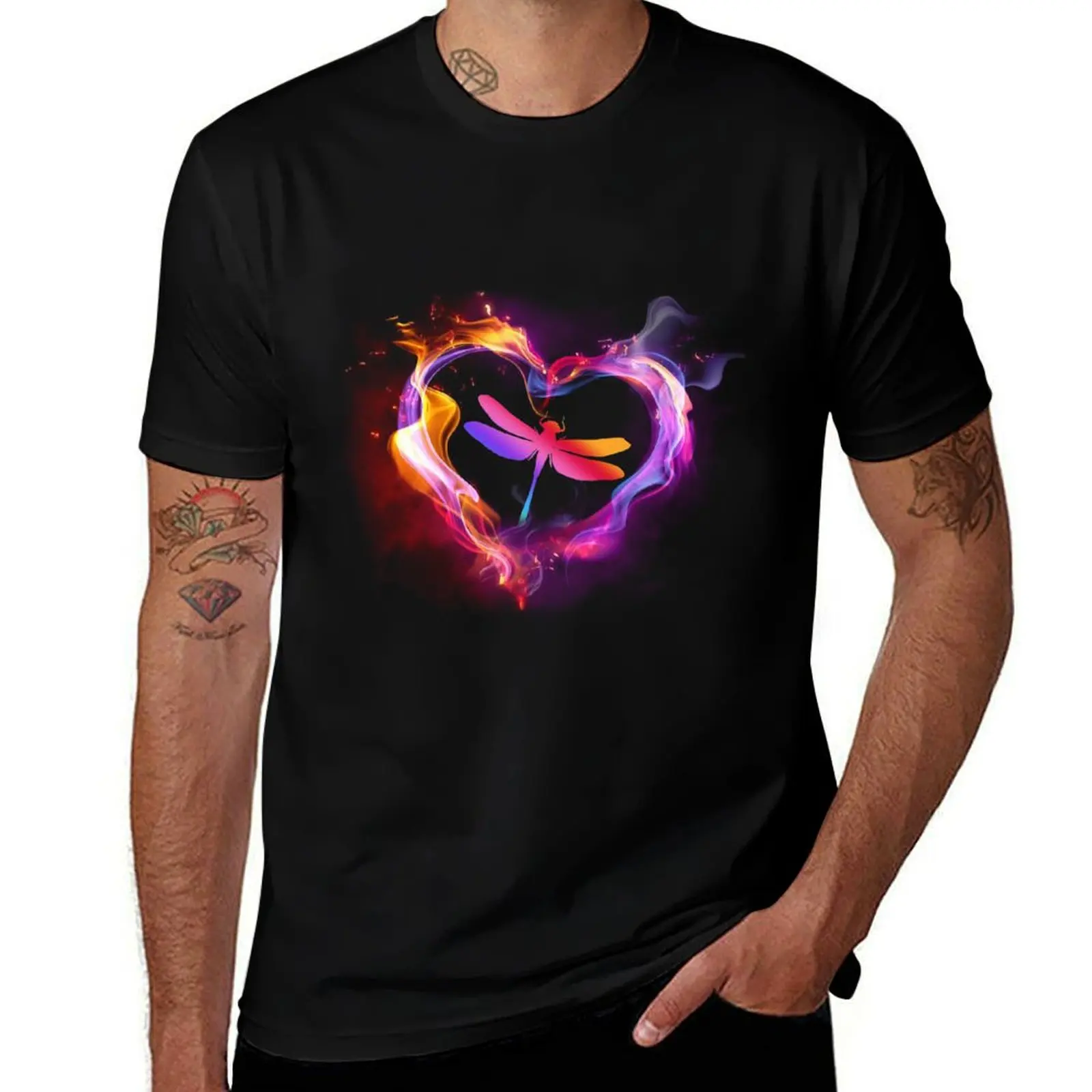 

Dragonfly Watercolor Heart Art T-Shirt t shirt custom print t shirts for man pack cotton t shirts for man cotton T-Shirt