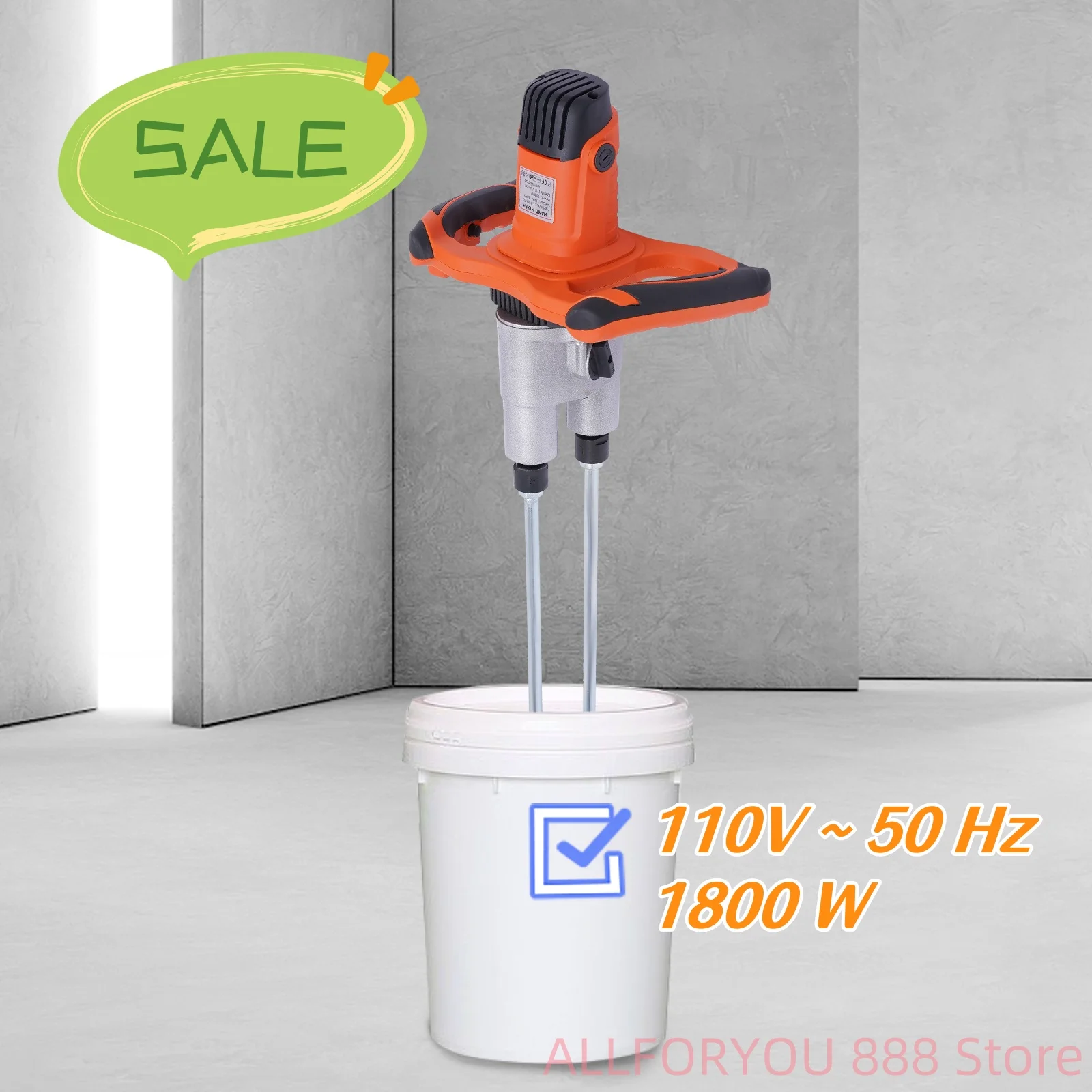 

1800W Double Paddle Electric Mortar Mixer 2 Speed with Robust Aluminum Die-cast Housing Powerful and Handy