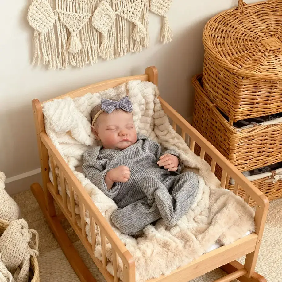 

49cm Reborn Sleeping Levi Baby Doll Lifelike Soft Touch 3D Skin Hand-Drawn Hair Visible Already Painted Finished