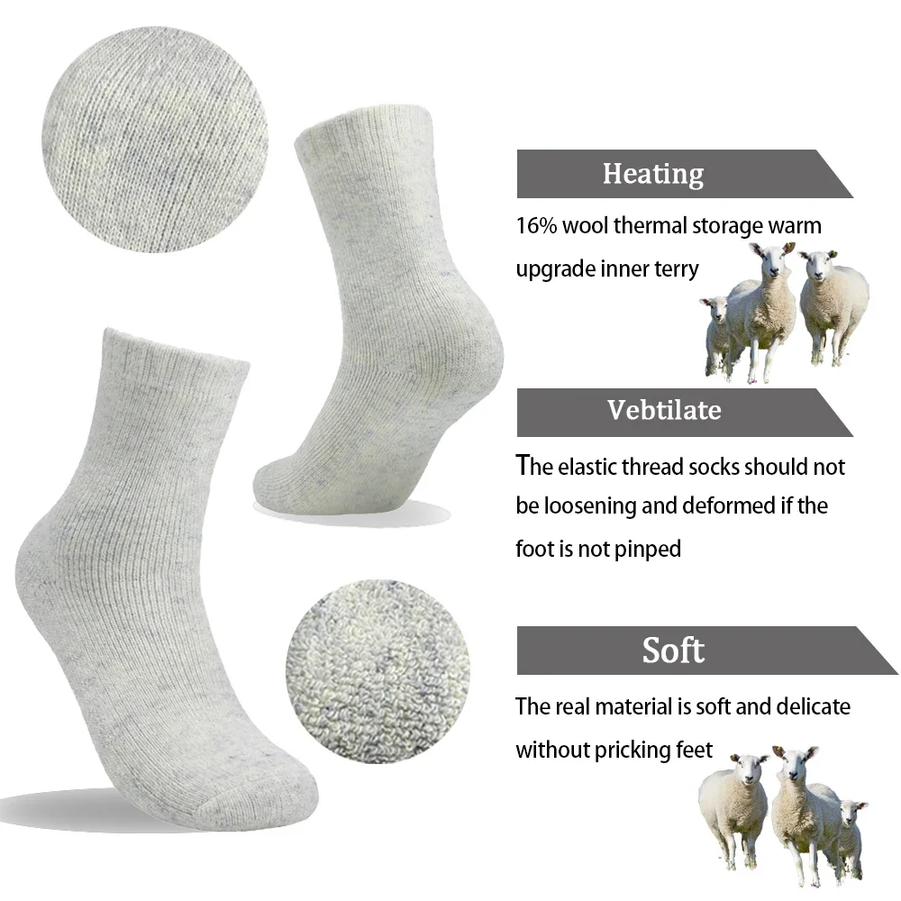 5 paar winter warme herensokken wol mannelijke damessokken super dikkere wollen sok tegen koude sneeuw badstof sokken vloer yoga sok