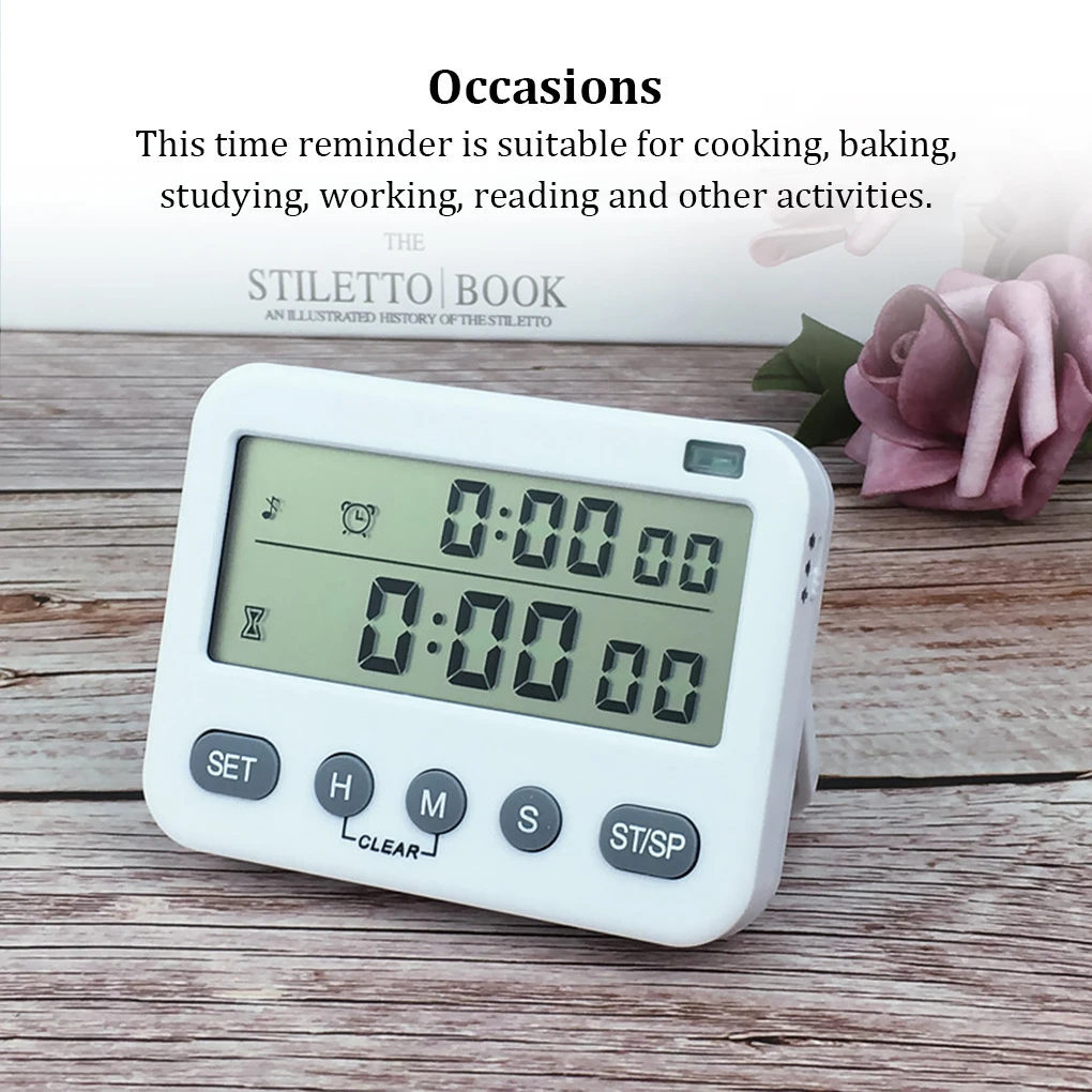 Timer Kitchen Baking Count Up Countdowns Digital Alarm Clock Time Reminder Battery Operated Office Without Vibration