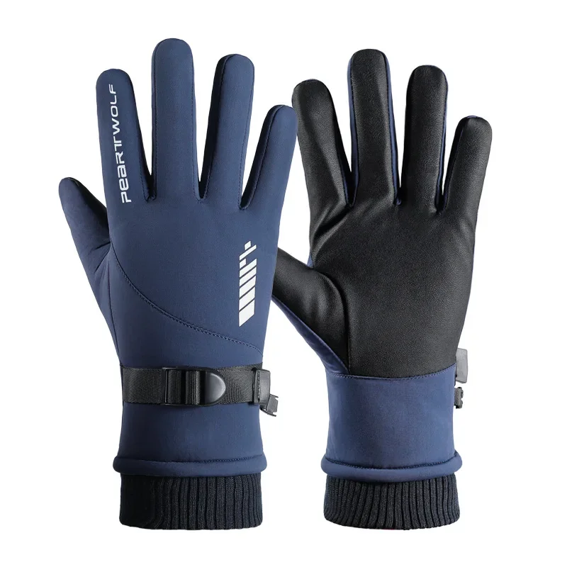 Outdoor Waterproof Gloves Winter Touch Screen Windproof and Warm Cycling Zipper Sports Plush Mountaineering and Skiing