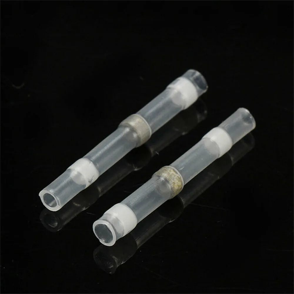 Reliable White Solder Seal Sleeve Heat Shrink Butt Connectors 100Pcs Waterproof and Dependable for Wire Connections