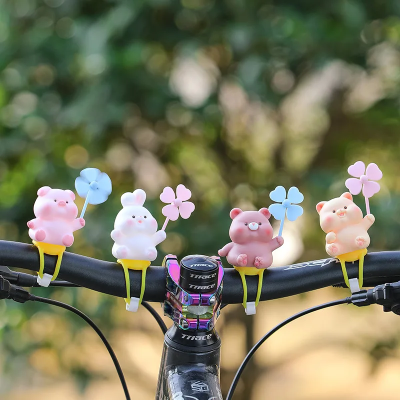 New Cartoon Animal Riding Rearview Mirror Windmill Decoration Bicycle Accessories for Electric Bicycles