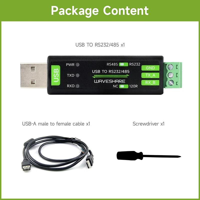 Convertitore industriale da USB a TTL Waveshare con supporto integrato originale FT232RNL Win7/8/8.1/10/11, Mac, Linux, Android, Wince