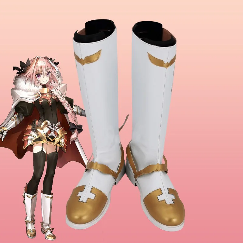 

Fate Apocrypha Rider Of Black Astolfo Cosplay Shoes White Boots Fate Grand Halloween Carnival Party Cosplay Shoes Accessrioes