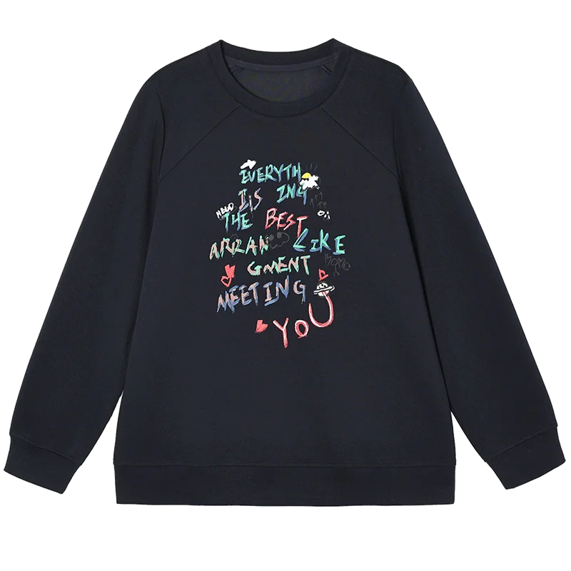 Felpa con cappuccio lunga stampata casual primavera autunno New Sle Faionable plus Size Top allentato Felpa da donna coreana Sle rou...