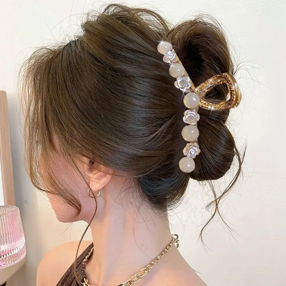 Korean Style Elegant Large Hair Claw Clips Rhinestone Decor Women Fashion Geometric Barrettes Hair Styling Accessories Tools