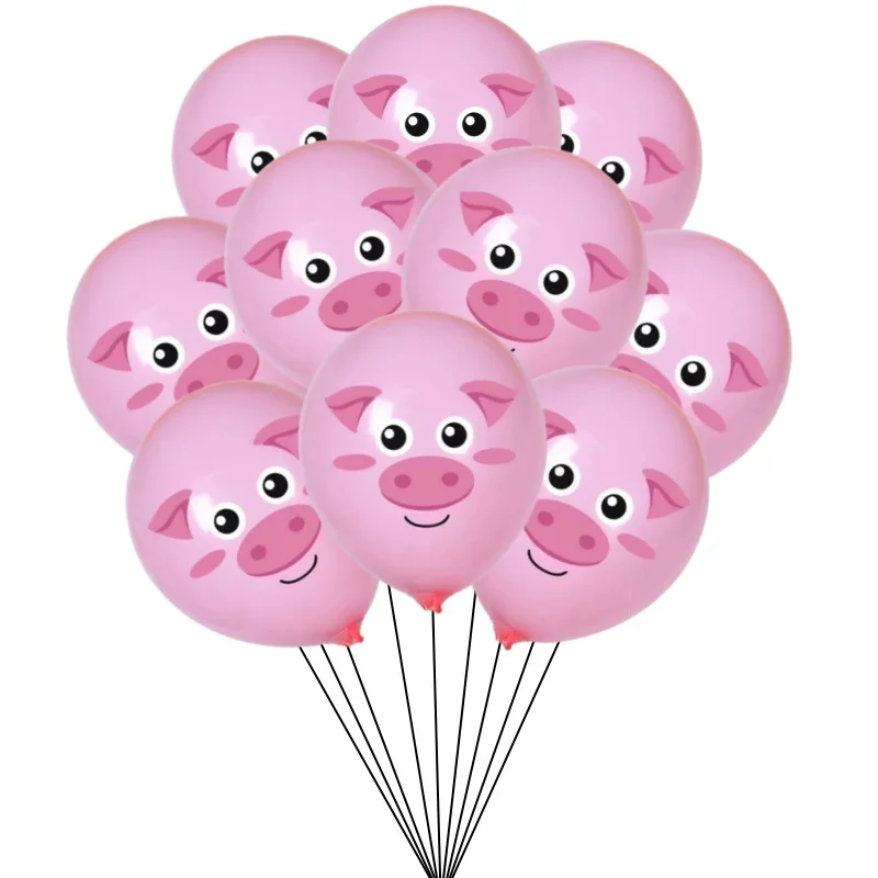 10/30Pcs 12 zoll Bauernhof Tier Latex Ballons Kuh Schwein Pferd Schafe Küken Ballon Geburtstag Party Decor Kinder geburtstag Geschenk Globos – Detail 2