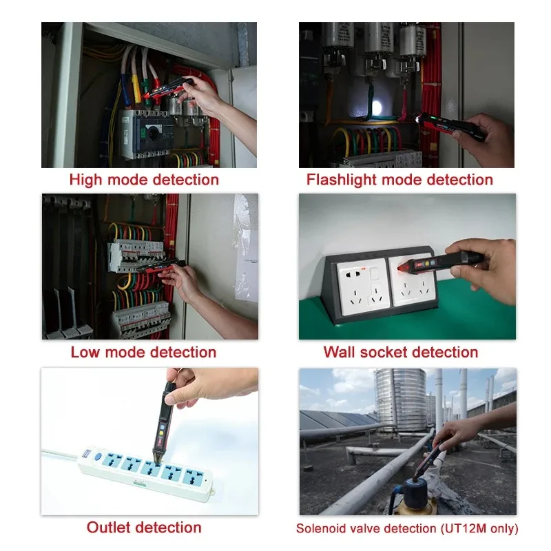 UNI-T Non-contact Volt Pen Ac Voltage Detector IP67 Tester Potlood 24V-1000V Ledflashlight Draagbare Licht sensor UT12E UT12M