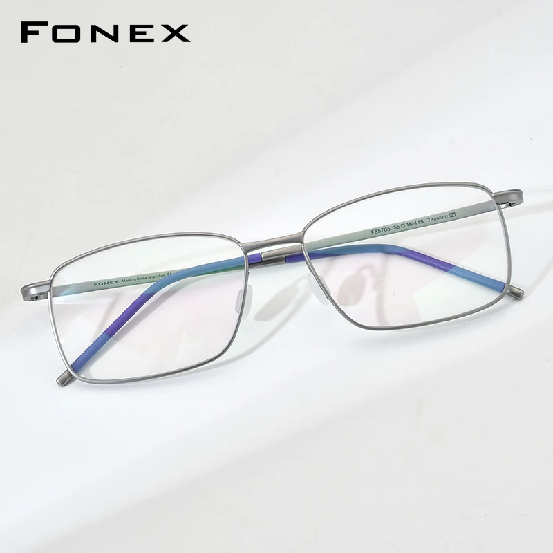 FONEX Pure Titanium Eyeglasses Frame Men Brand Design Square Glasses Full-Rim Ultralight High-Quality Japanese Eyewear 85705