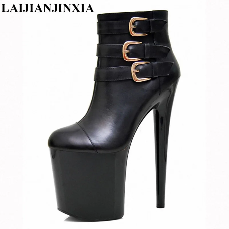 

New Spring Autumn NightClub Stilettos 20cm Thin Heels Ankle boots Platforms shoes Woman Botas Mujer Party pumps US12