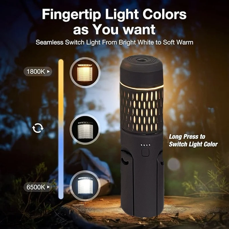 AB09-Linterna LED telescópica para acampar, base de trípode, práctica para aventuras, senderismo, pesca: ambiente de campamento mejorado