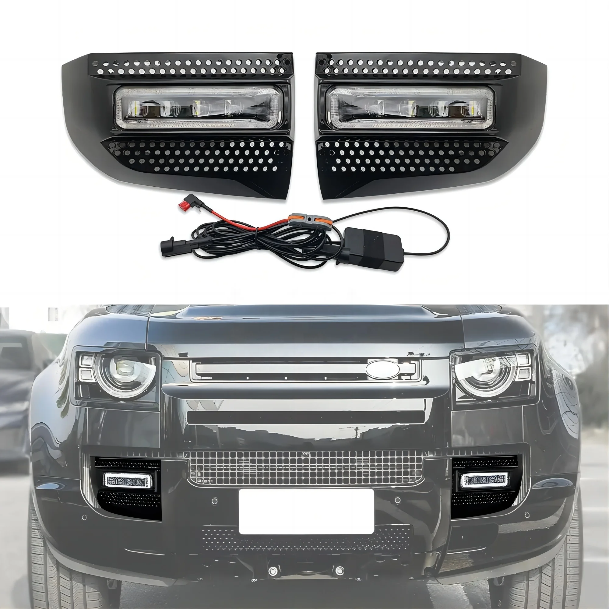 For Land Rover Defender 2020 2021 2022 Non-destructive installation Car LED Fog Lights Kit Daytime Running Light Fog Lamp