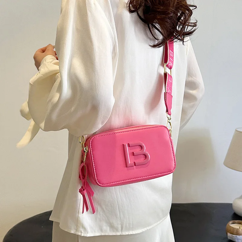 New Korean Style Square Bag - Crossbody/Shoulder Adjustable Strap, Small Camera Purse for Women, Trendy Color Block Casual Bag