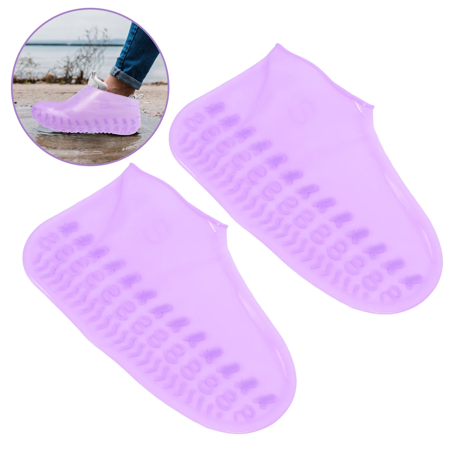 

1Pair Rainproof Shoe Covers Thickened Waterproof Anti-Slip Silicone Shoes Protector for Outdoor Travel Camping Walking Mud Rain