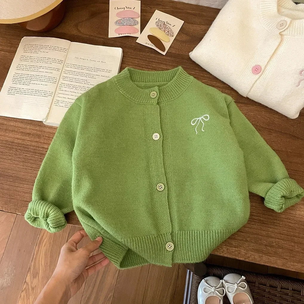 Mädchen Strickjacken 2024, Herbst und Winter, Strickoberteile für Kinder, Kinder, Jacken, Kleinkind-Pullover, Baby-Schul-Outfits, warme Kleidung
