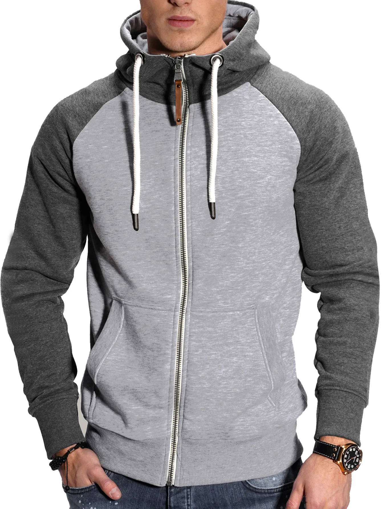 Men\'s Hoodie Black White Army Green Red Hooded Color Block Fleece Cool Casual Winter Clothing Apparel Hoodies Sweatshirts