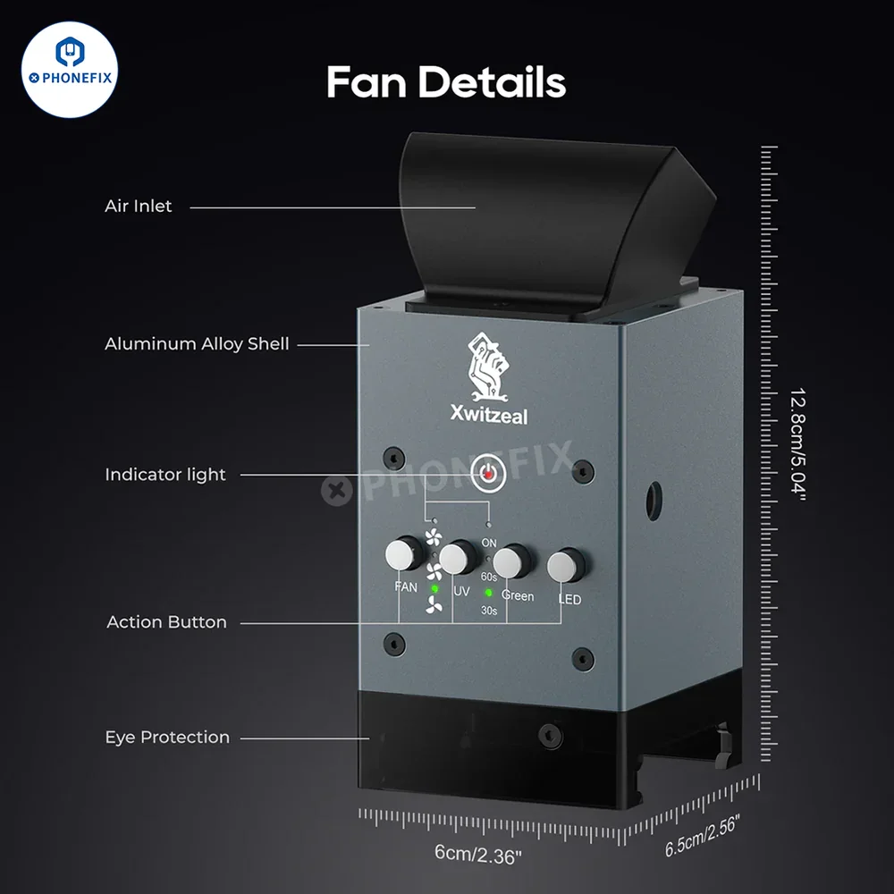 XwitZeal FAN1 5-In-1 UV Curing Cooling Lighting Dust Removal Fume Extractor Fan for Mobile Phone Motherboard IC CPU BGA Repair